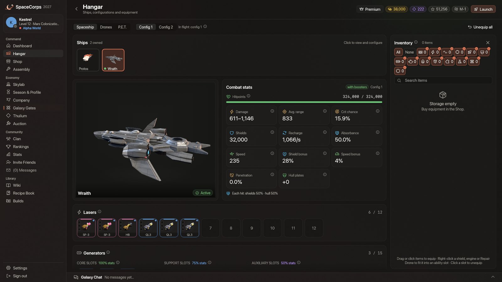The hangar with a fitted Wraith